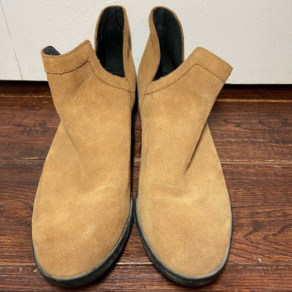 Sorel Lolla Bootie Suede Cutout Ankle Slip On Suede Heel Memory EVA Camel 9.5 - Picture 4 of 6